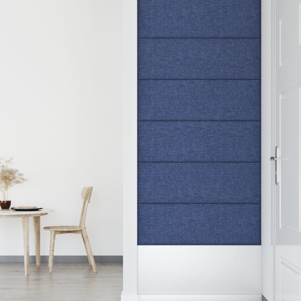 vidaXL Panele ścienne, 12 szt., niebieskie, 90x30 cm, tkanina, 3,24 m²