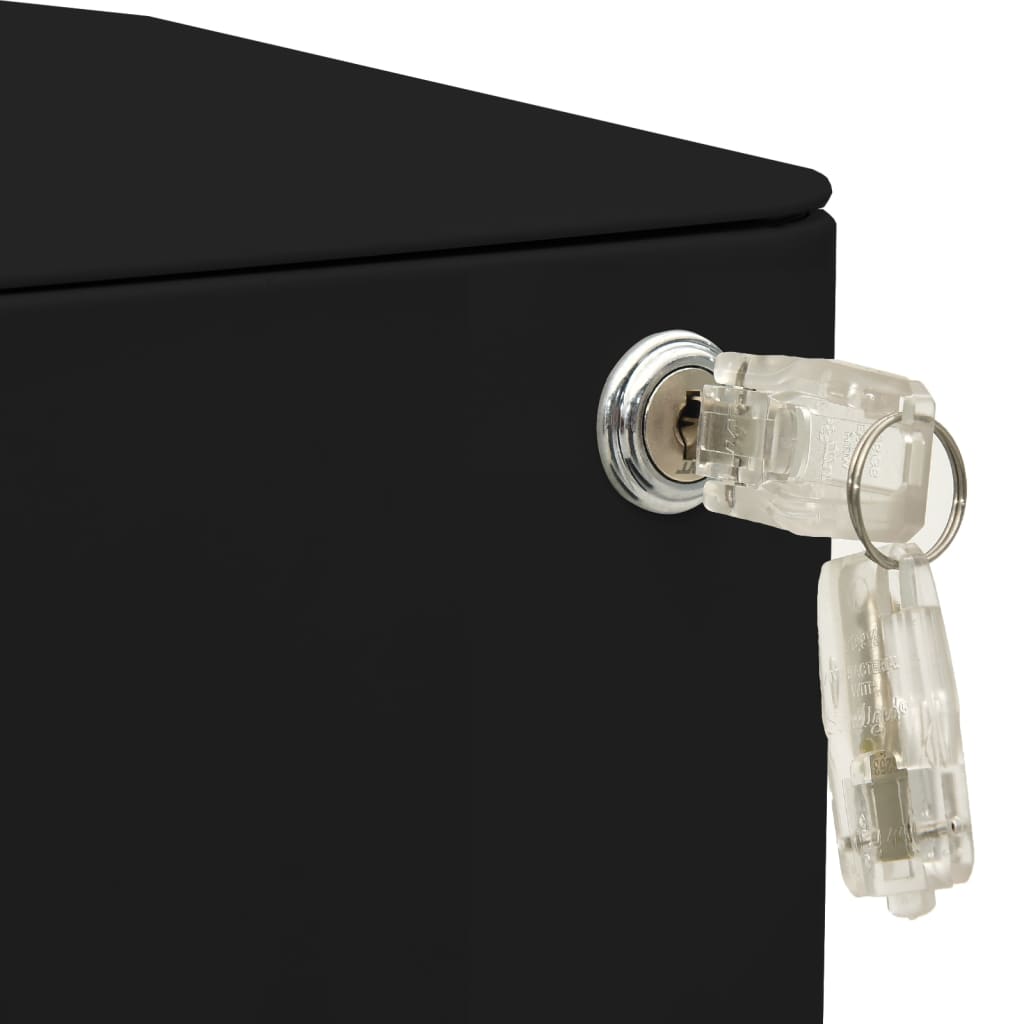 vidaXL Mobilna szafka kartotekowa, czarna, 30x45x59 cm, stalowa