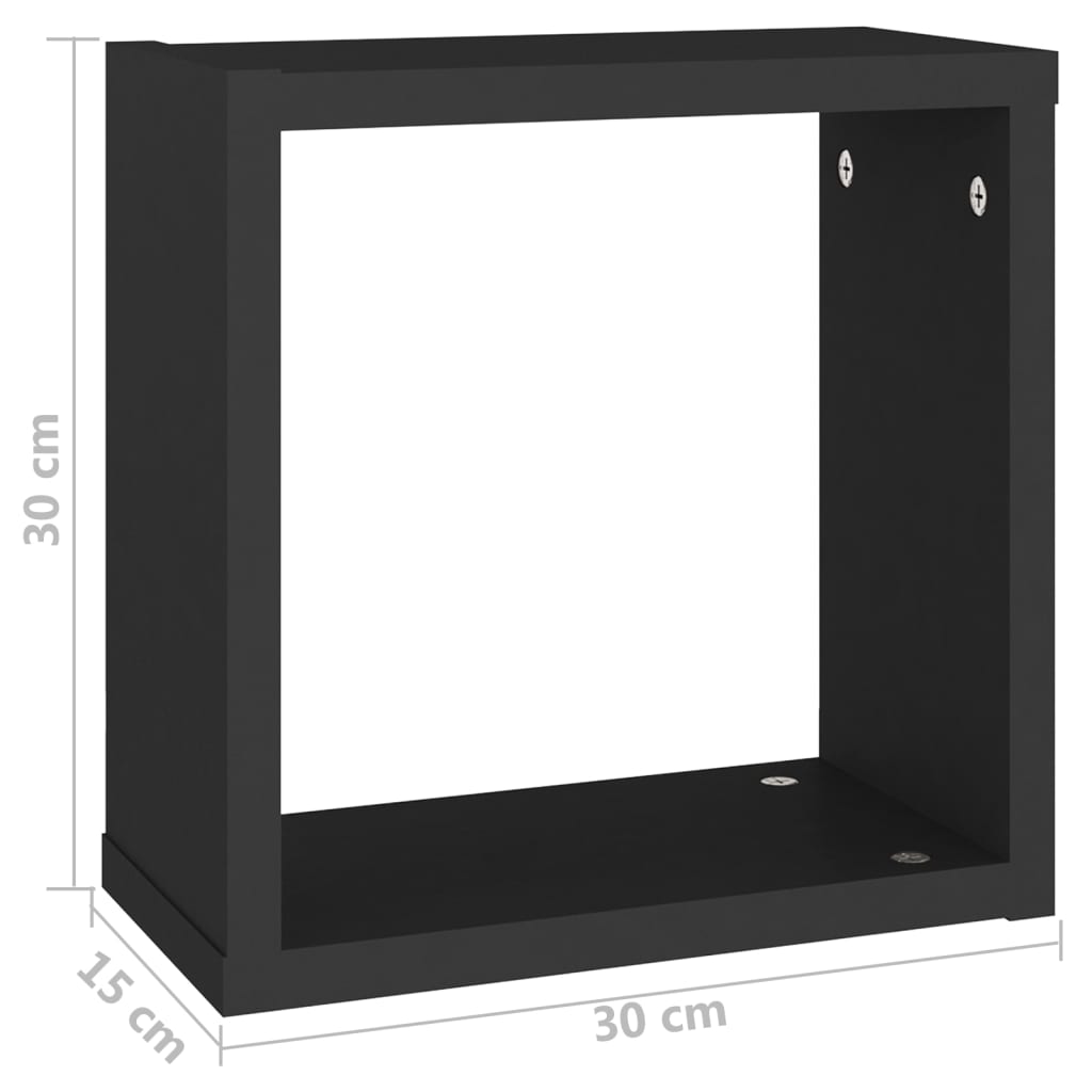 vidaXL Półki ścienne kostki, 4 szt., czarne, 30x15x30 cm