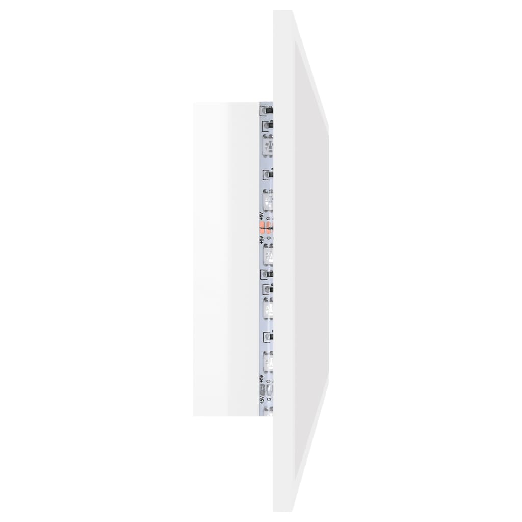 vidaXL Lustro łazienkowe LED, wysoki połysk białe, 100x8,5x37cm, akryl