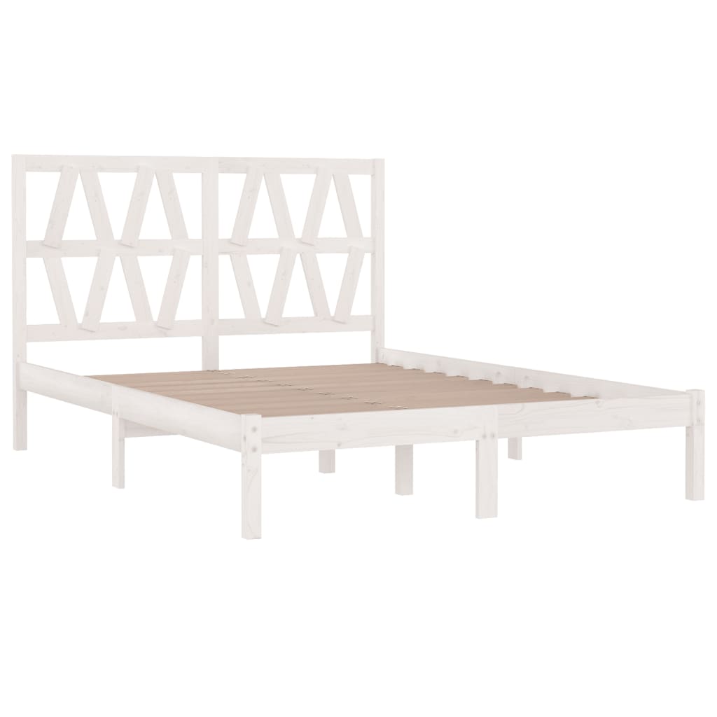 vidaXL Rama łóżka, biała, lite drewno sosnowe, 140x190 cm