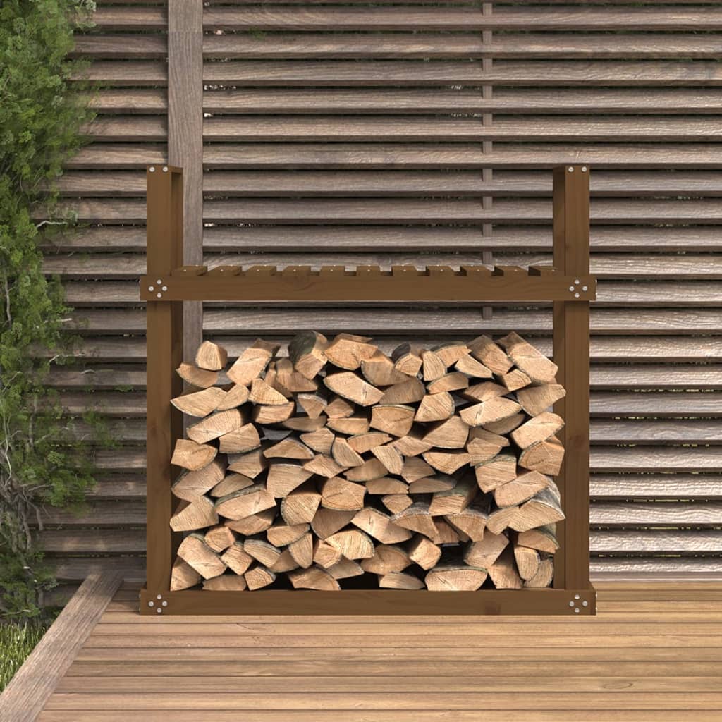 vidaXL Stojak na drewno, miodowy brąz, 110x35x108,5 cm, drewno sosnowe