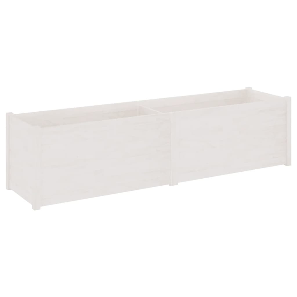 vidaXL Donica ogrodowa, biała, 200x50x50 cm, lite drewno sosnowe