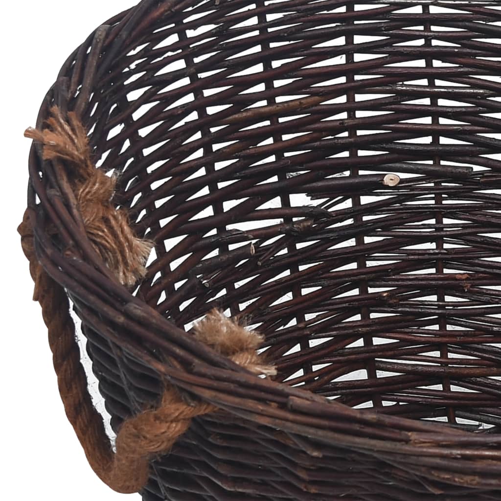 vidaXL 3-cz. zestaw koszyki na drewno, sztaplowane, brązowa wiklina