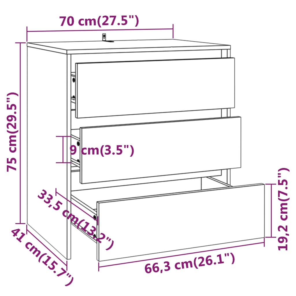 vidaXL 3-częściowa szafka boczna, dąb sonoma, materiał drewnopochodny