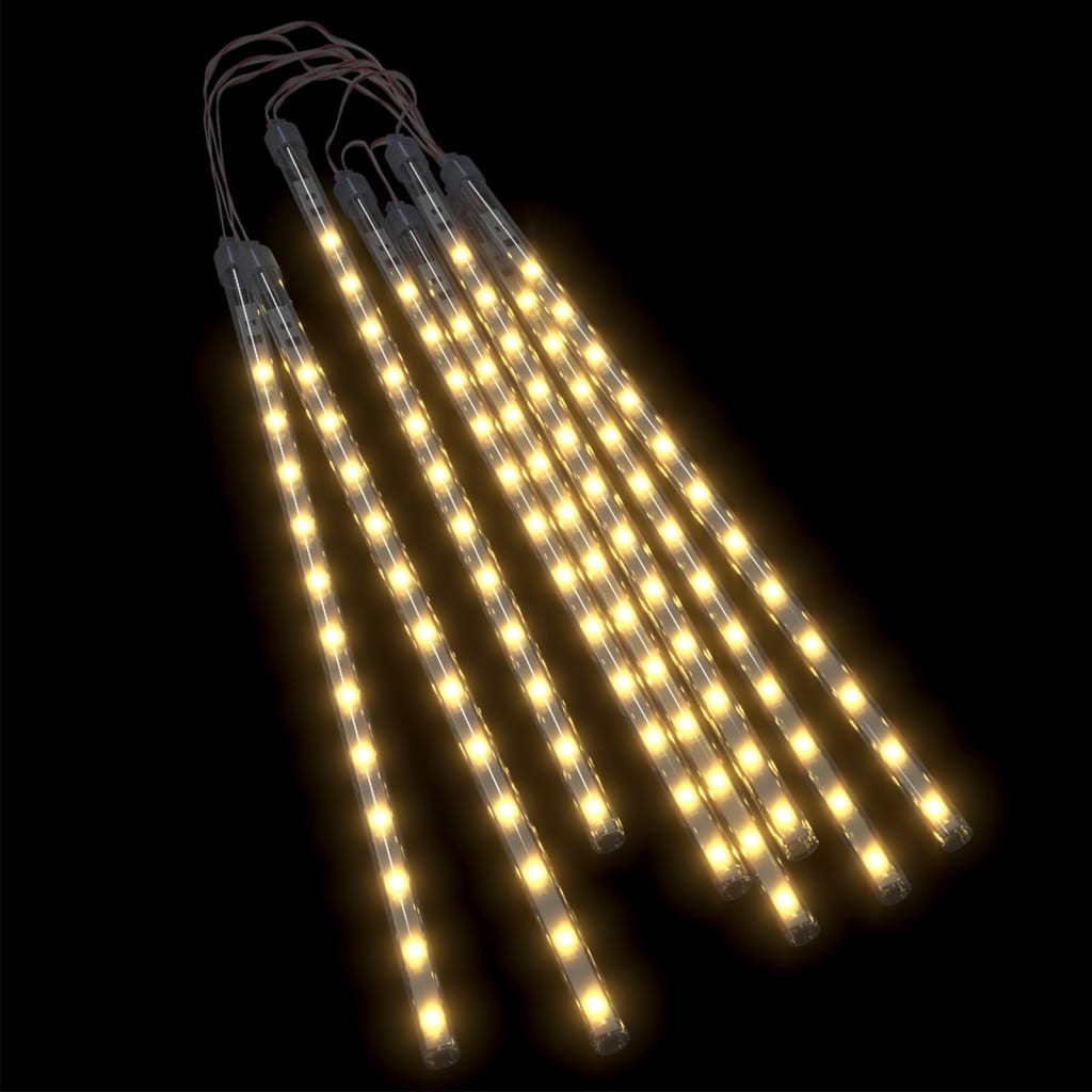 vidaXL Lampki meteory, 8 szt., 30 cm, 192 ciepłe białe diody LED