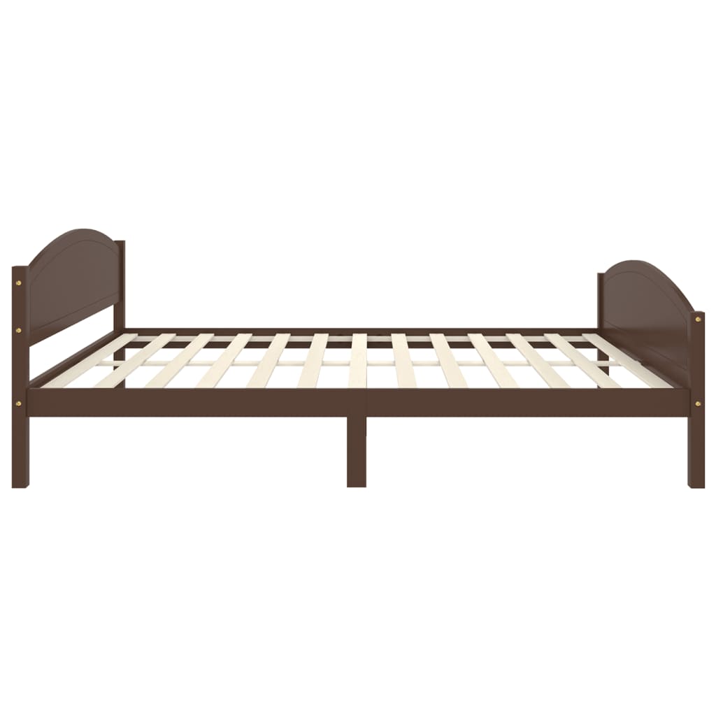 vidaXL Rama łóżka, ciemnobrązowa, lite drewno sosnowe, 140 x 200 cm