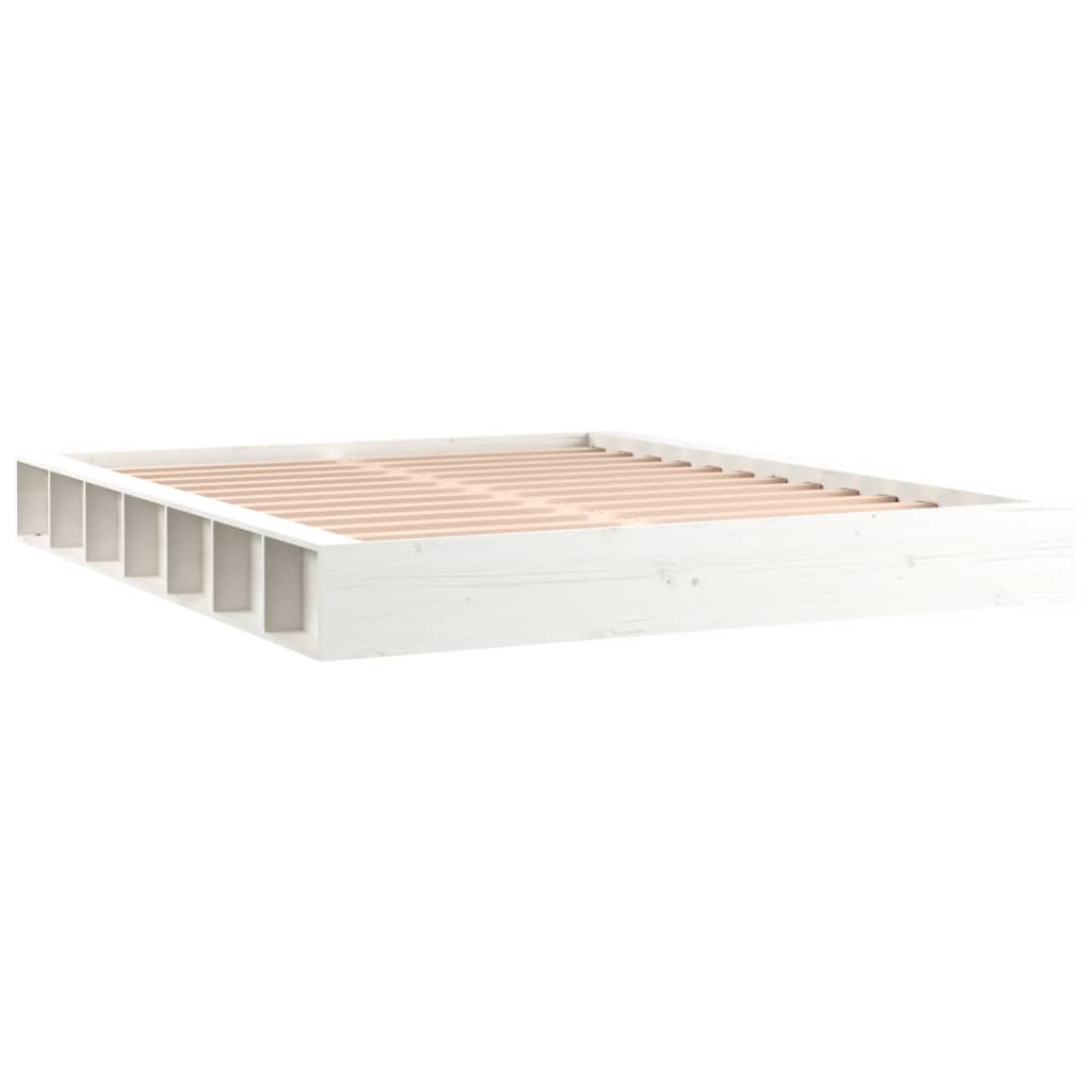 vidaXL Rama łóżka, biała, 160x200 cm, lite drewno