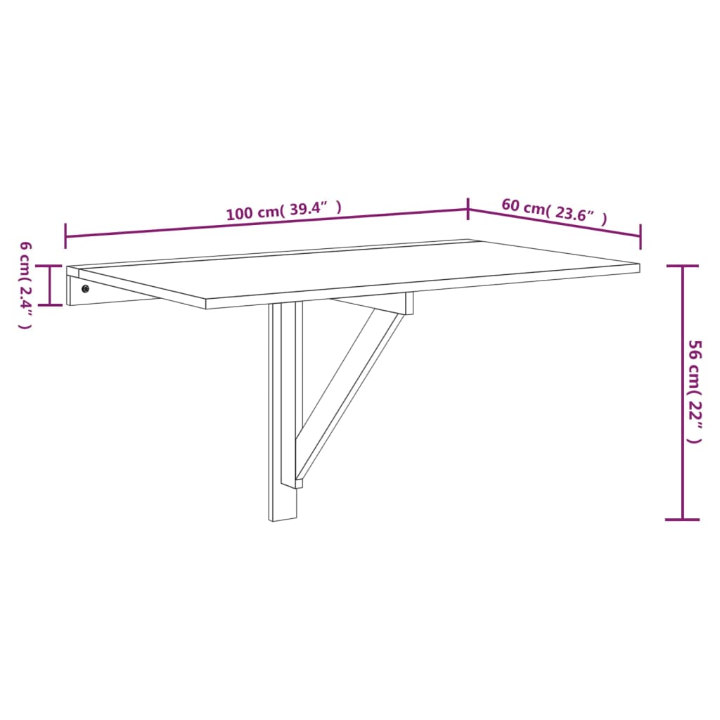 vidaXL Składany stolik kawowy, brązowy dąb, 100x60x56 cm