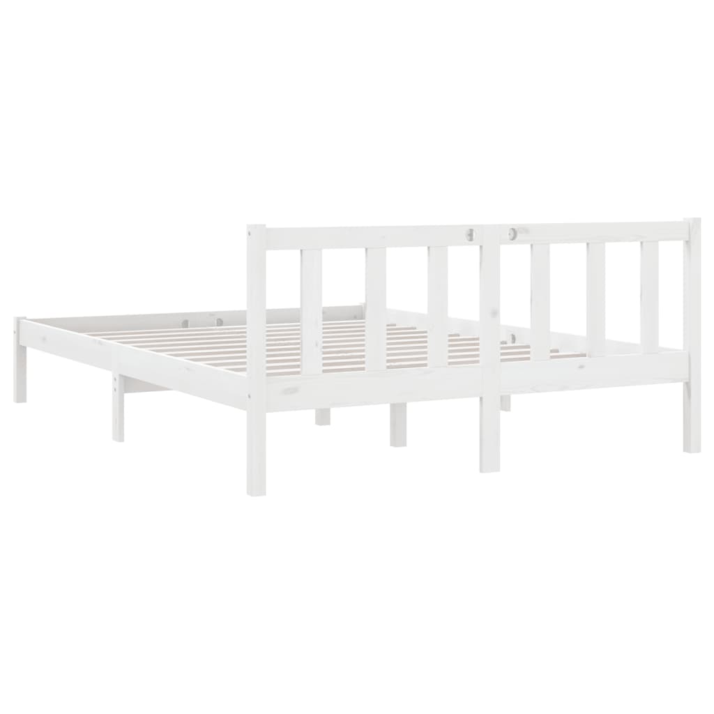 vidaXL Rama łóżka, biała, lite drewno sosnowe, 140 x 200 cm