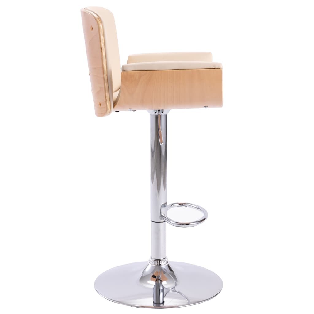 vidaXL Krzesło barowe, kremowe, sztuczna skóra