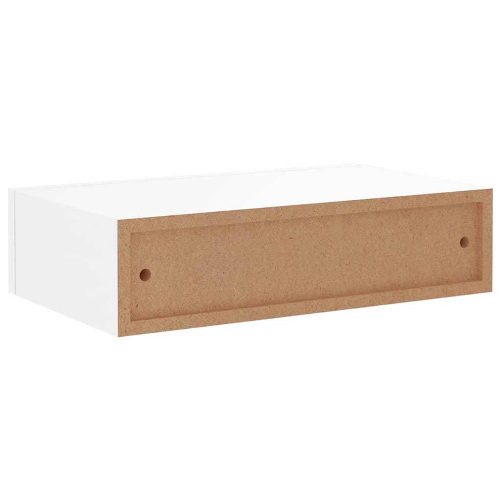 vidaXL Półka ścienna z szufladą, biała, 40 x 23,5 x 10 cm, MDF