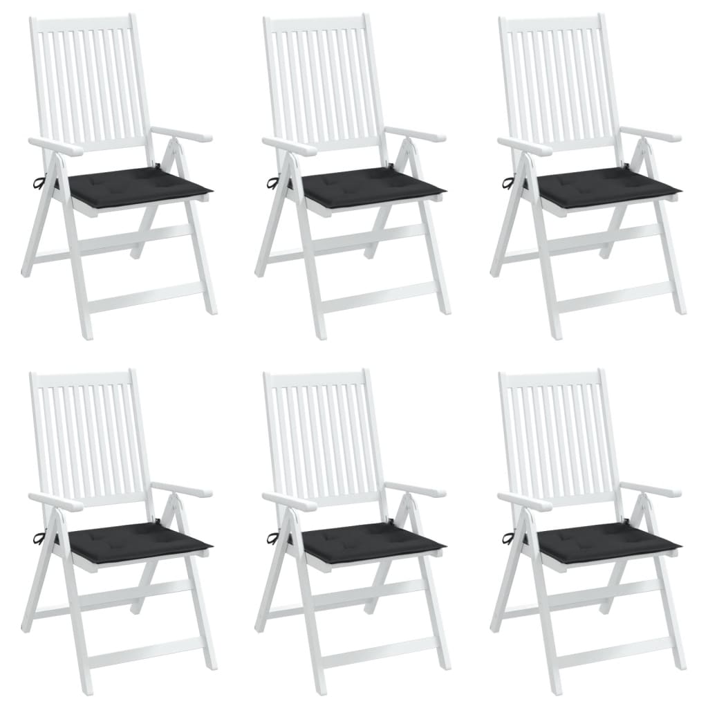 vidaXL Poduszki na krzesła ogrodowe, 6 szt., czarne, 50x50x3 cm