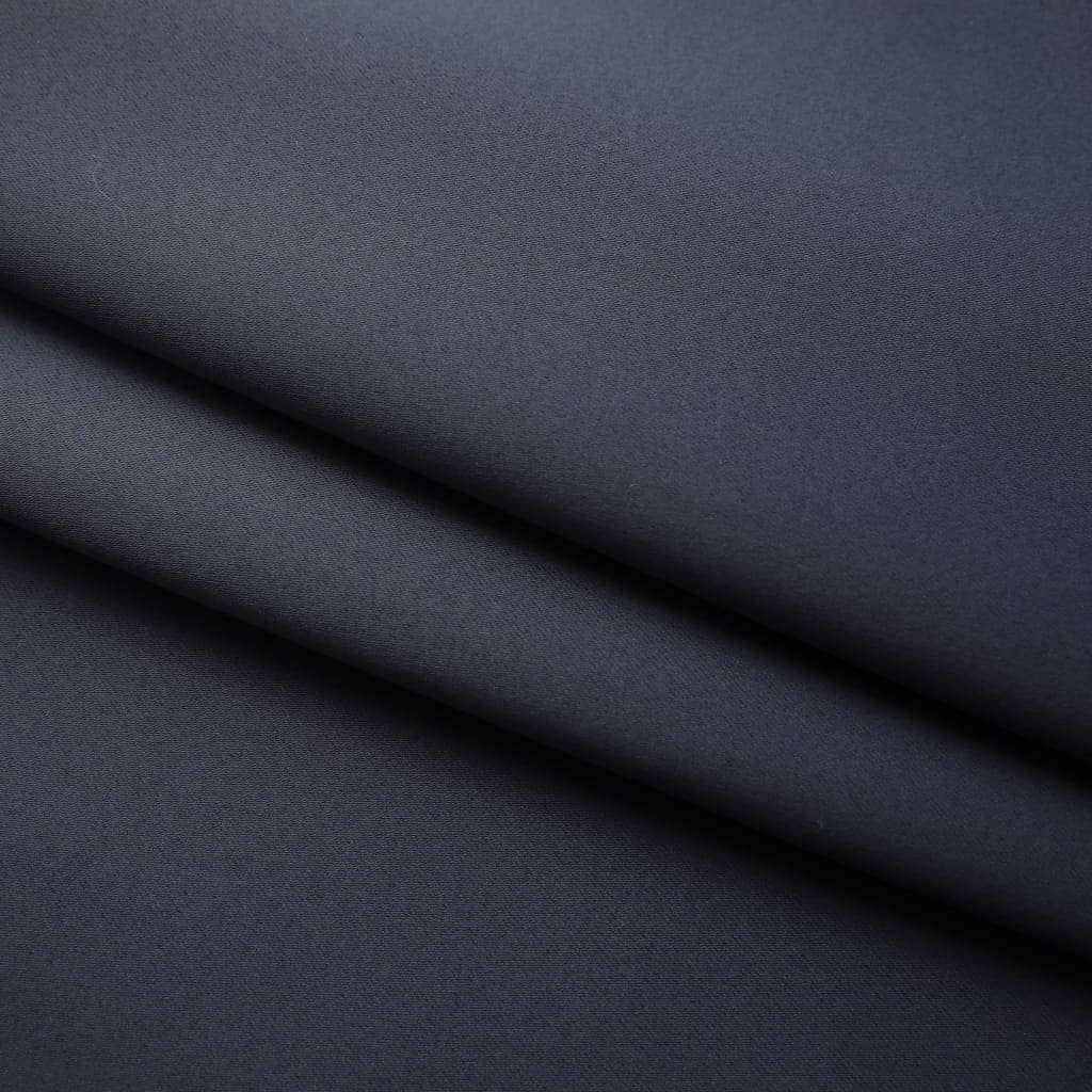 vidaXL Zasłony zaciemniające z haczykami, 2 szt., antracyt, 140x225 cm