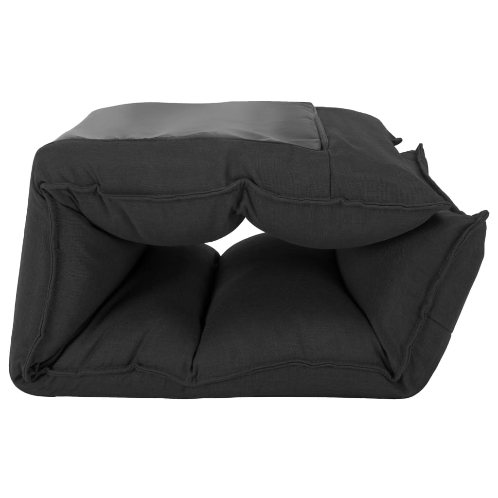 vidaXL Składane krzesło podłogowe, czarne, tkanina