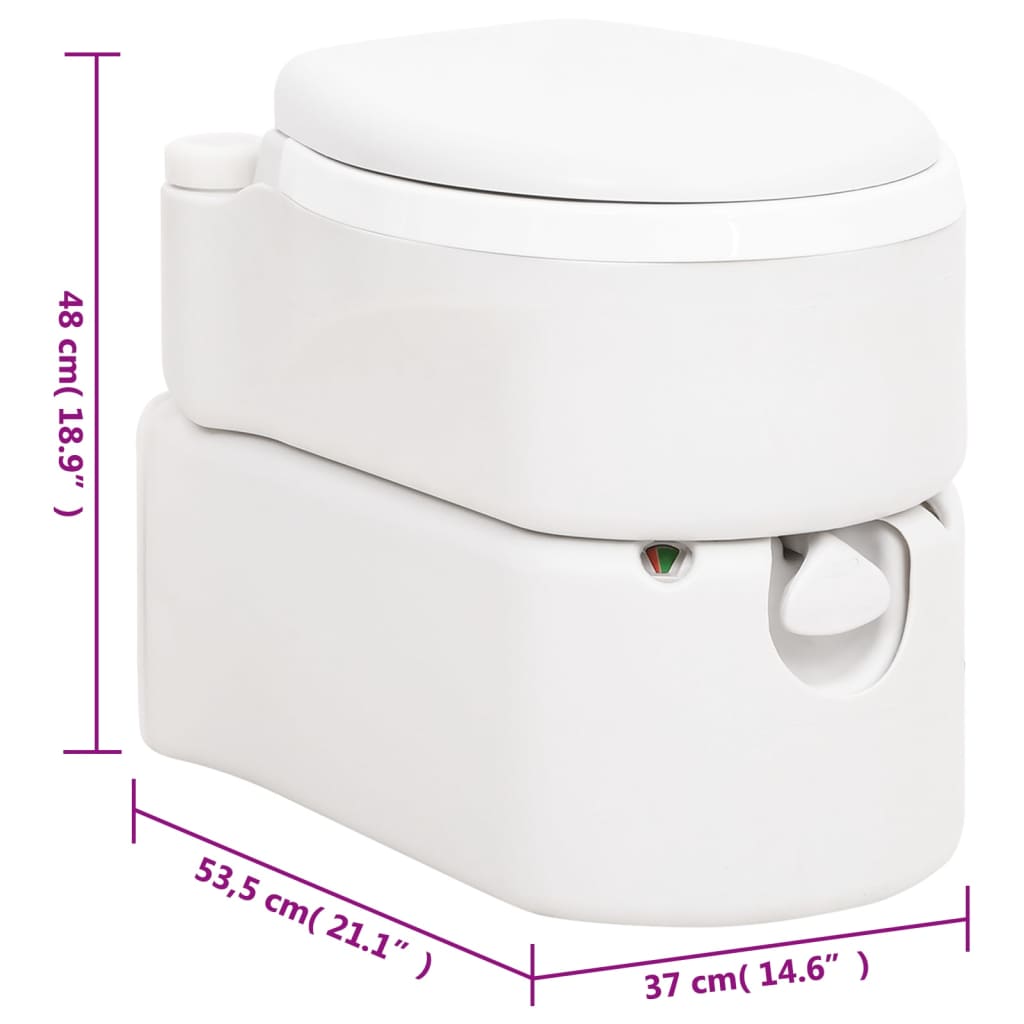 vidaXL Zintegrowana toaleta turystyczna, biała, 24+17 L, HDPE i PP