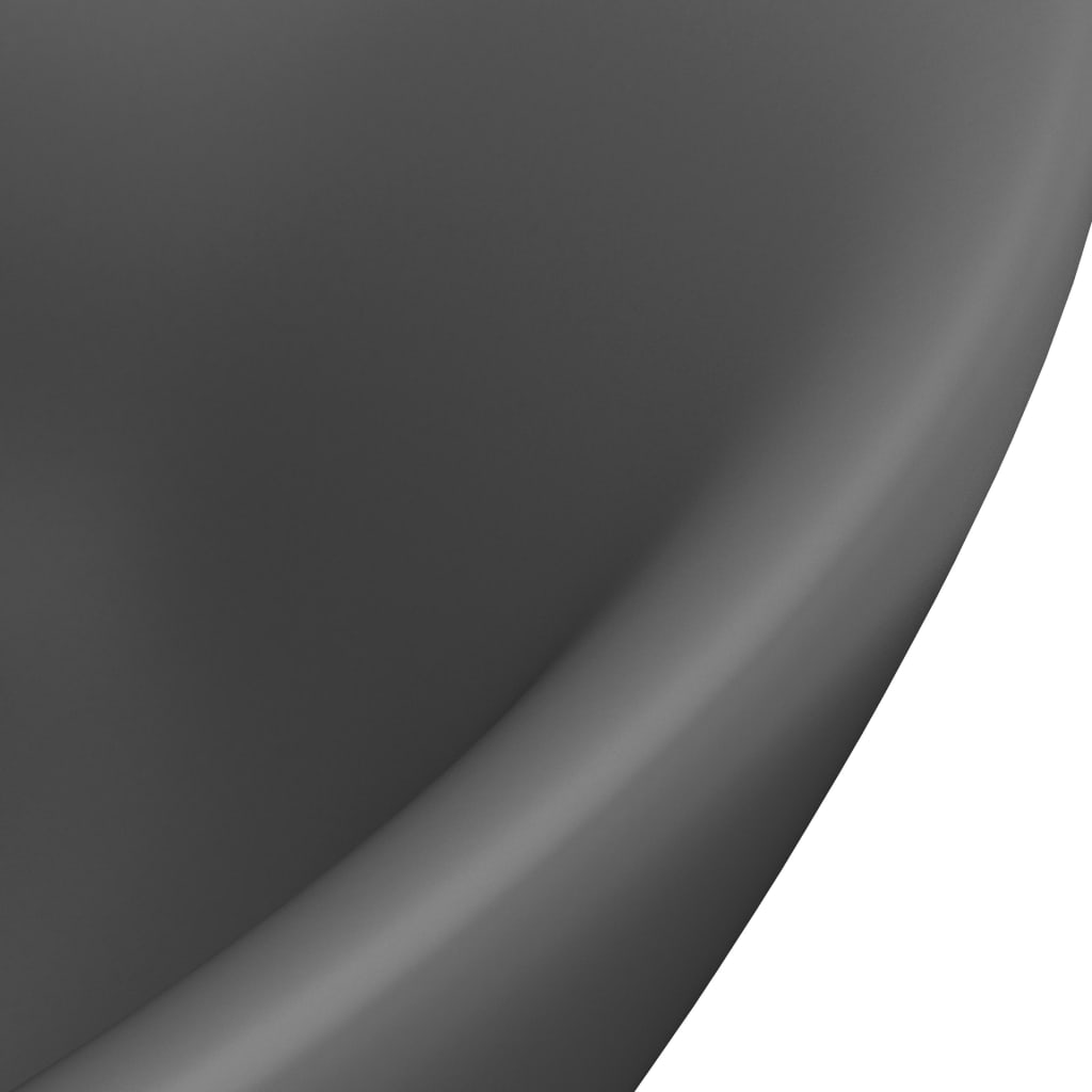 vidaXL Owalna umywalka z przelewem, matowy szary, 58,5x39 cm, ceramika