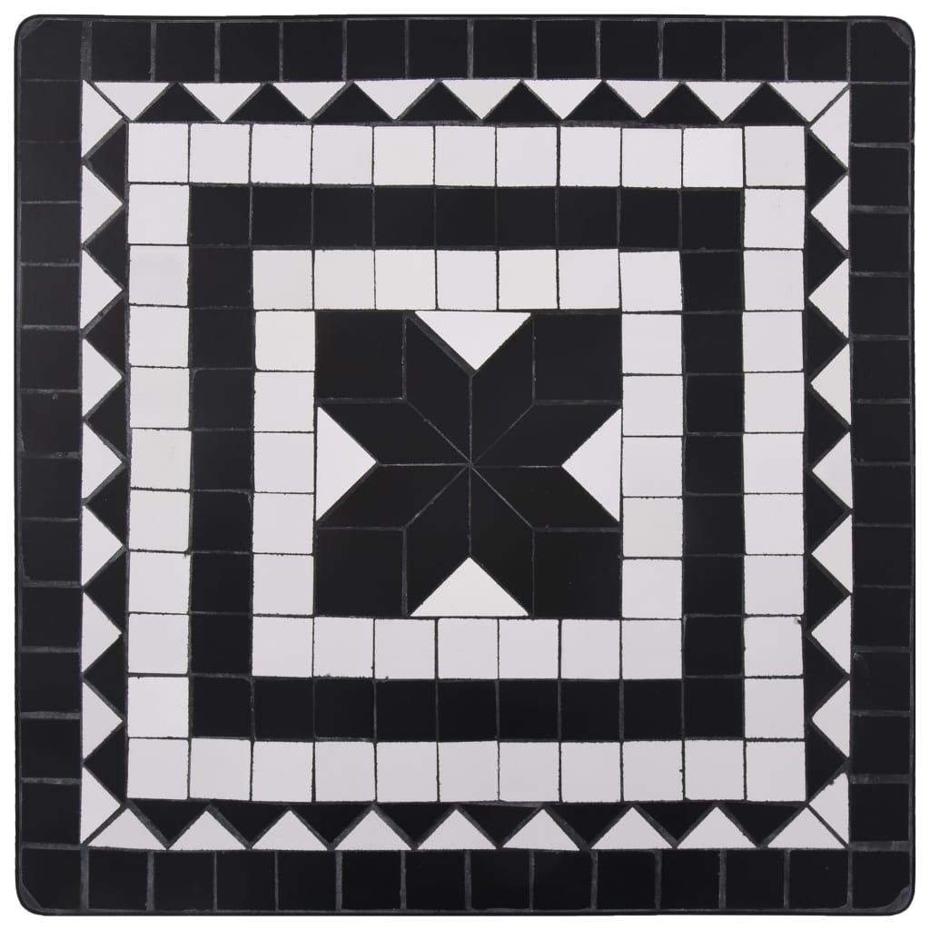 vidaXL 3-cz. zestaw mebli bistro z mozaiką czarno-białą, ceramika