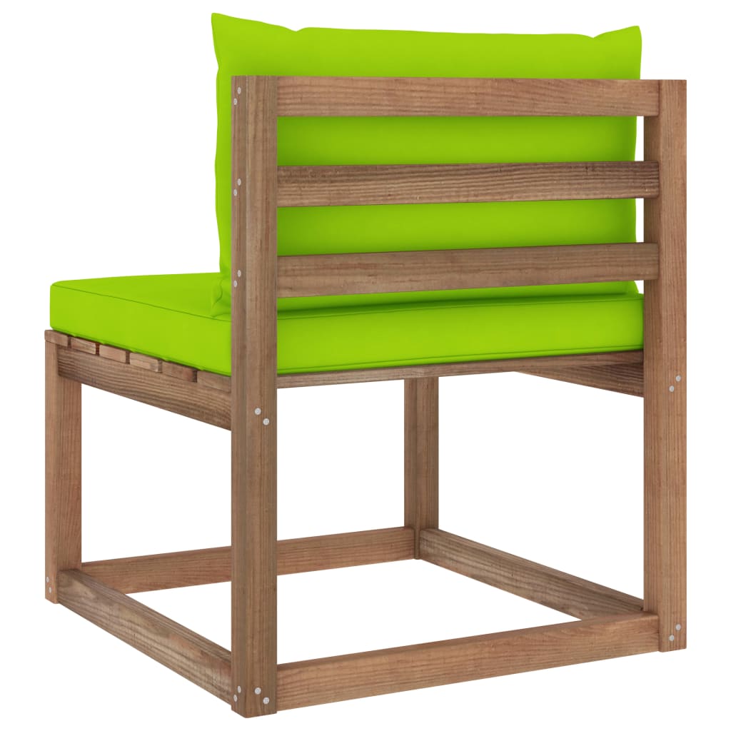vidaXL Ogrodowa sofa środkowa z palet, z jasnozielonymi poduszkami