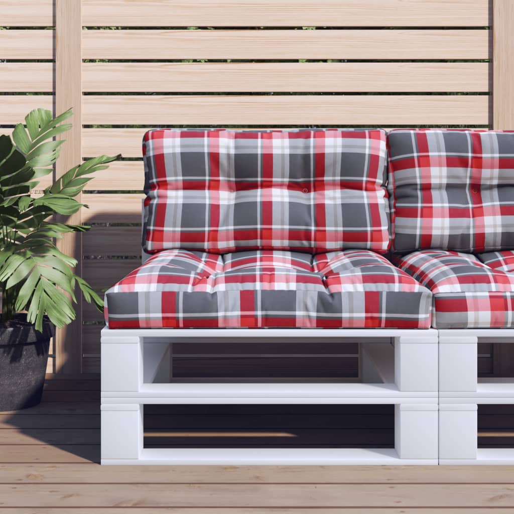 vidaXL Poduszka na sofę z palet, czerwona krata, 70x40x10 cm