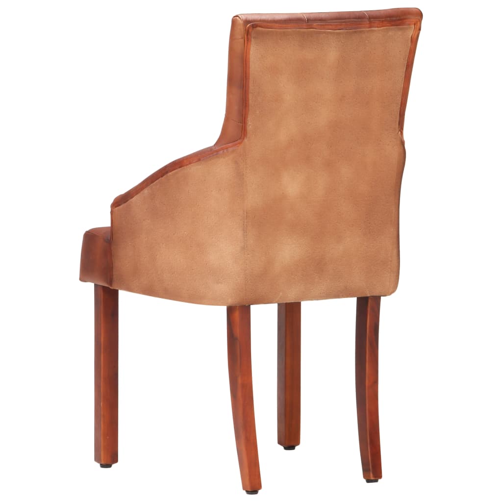 vidaXL Krzesła stołowe, 4 szt., brązowe, naturalna kozia skóra
