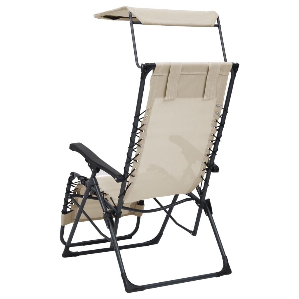 vidaXL Składane krzesła tarasowe, 2 szt., tworzywo textilene, kremowe