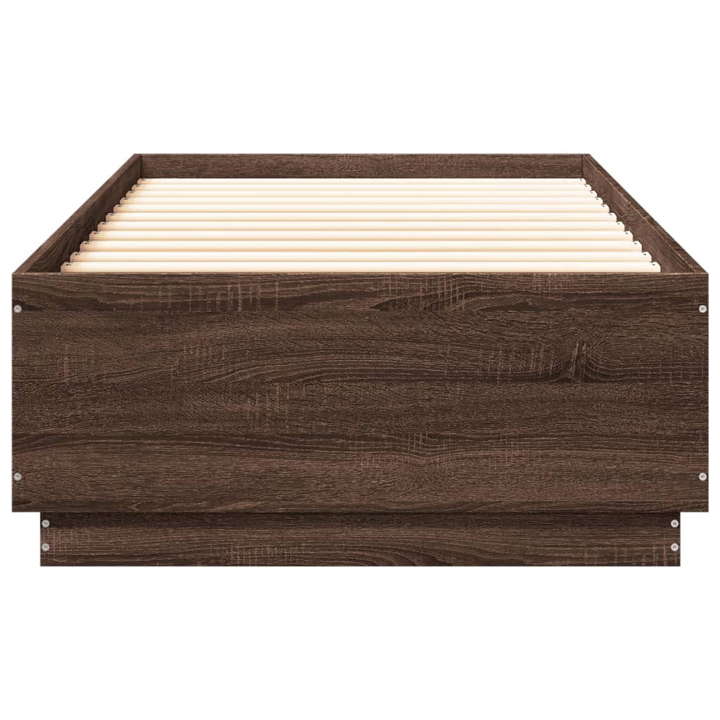 vidaXL Rama łóżka z LED, brązowy dąb, 100x200 cm