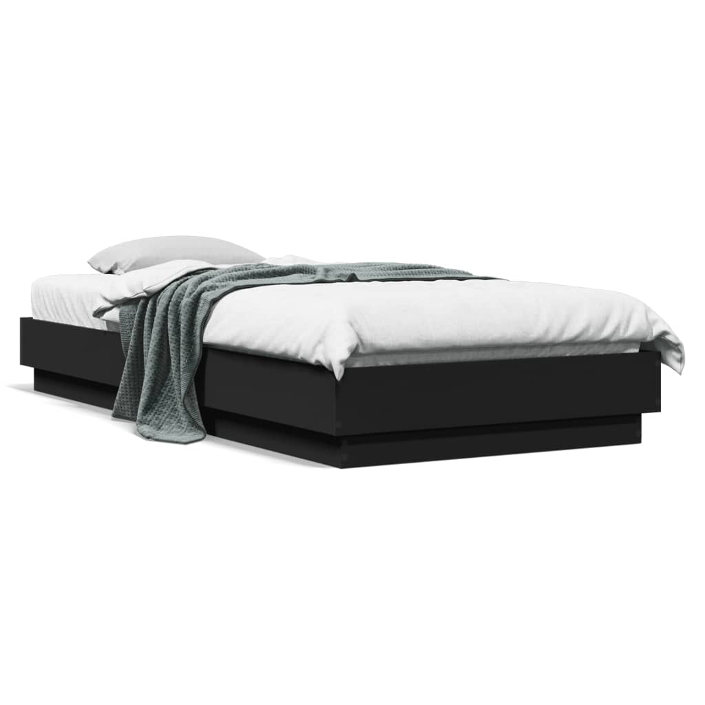vidaXL Rama łóżka z oświetleniem LED, czarna, 100x200 cm