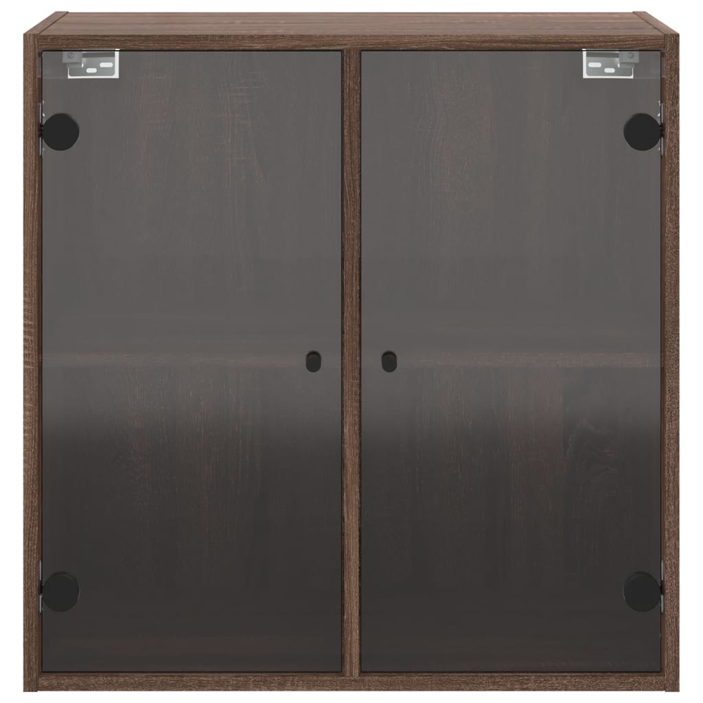 vidaXL Szafka wisząca, szklane drzwi, brązowy dąb, 68x37x68,5 cm