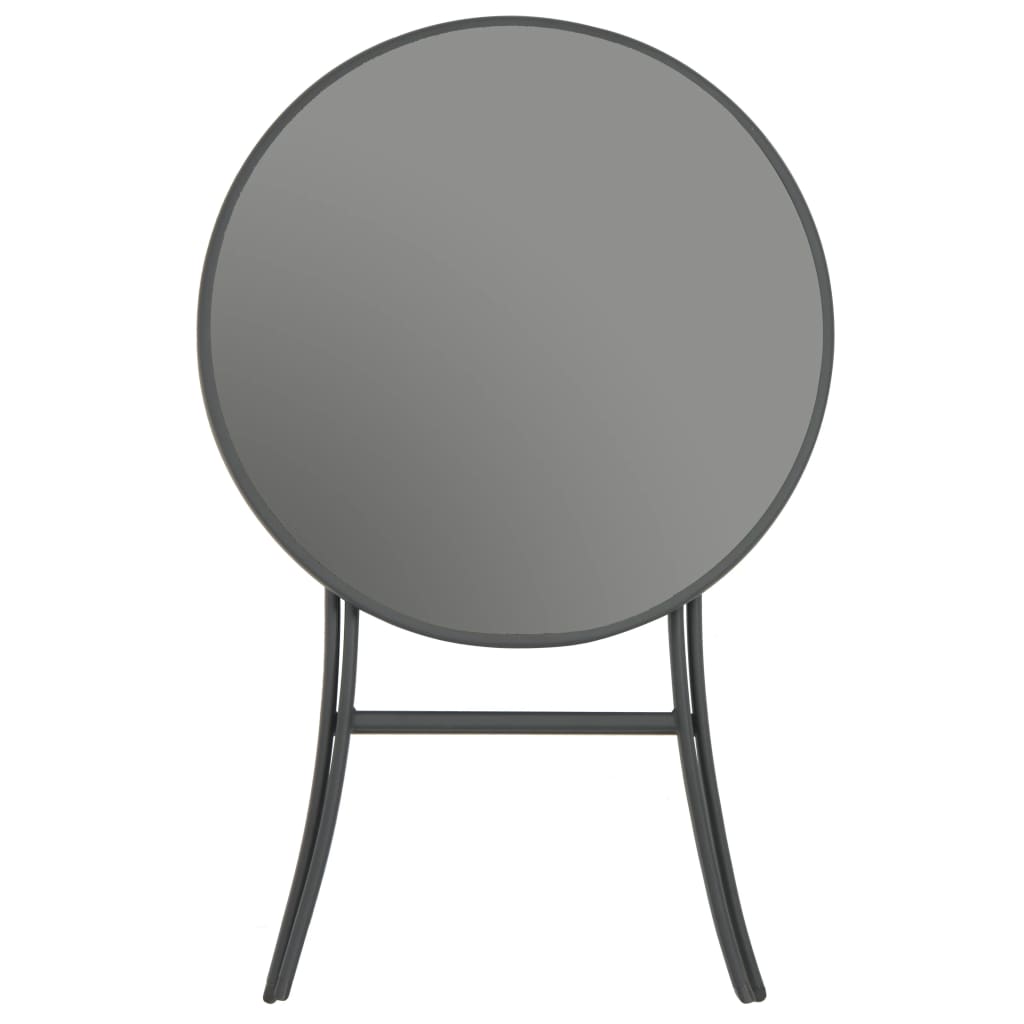 vidaXL Składany stół bistro, szary, 60 x 70 cm, szkło i stal
