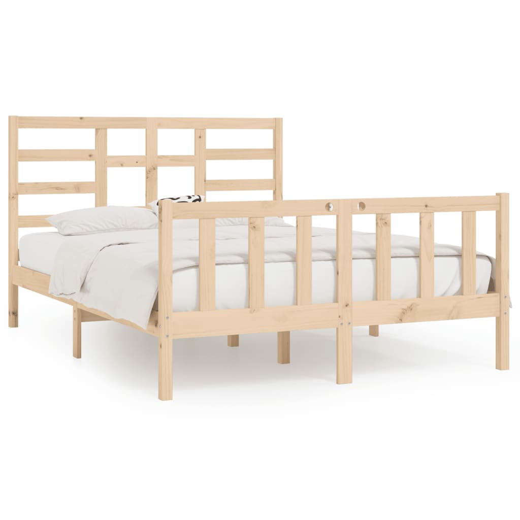 vidaXL Rama łóżka, lite drewno, 150x200 cm