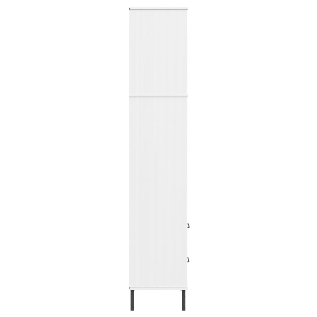 vidaXL Regał OSLO z 2 szufladami, biały, 60x35x180 cm, lite drewno