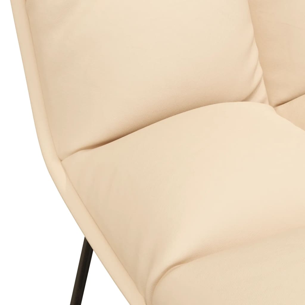 vidaXL Krzesło wypoczynkowe z metalową ramą, kremowe, aksamitne