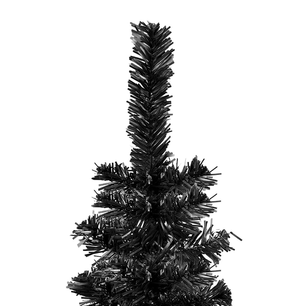 vidaXL Smukła, sztuczna choinka z lampkami, czarna, 120 cm