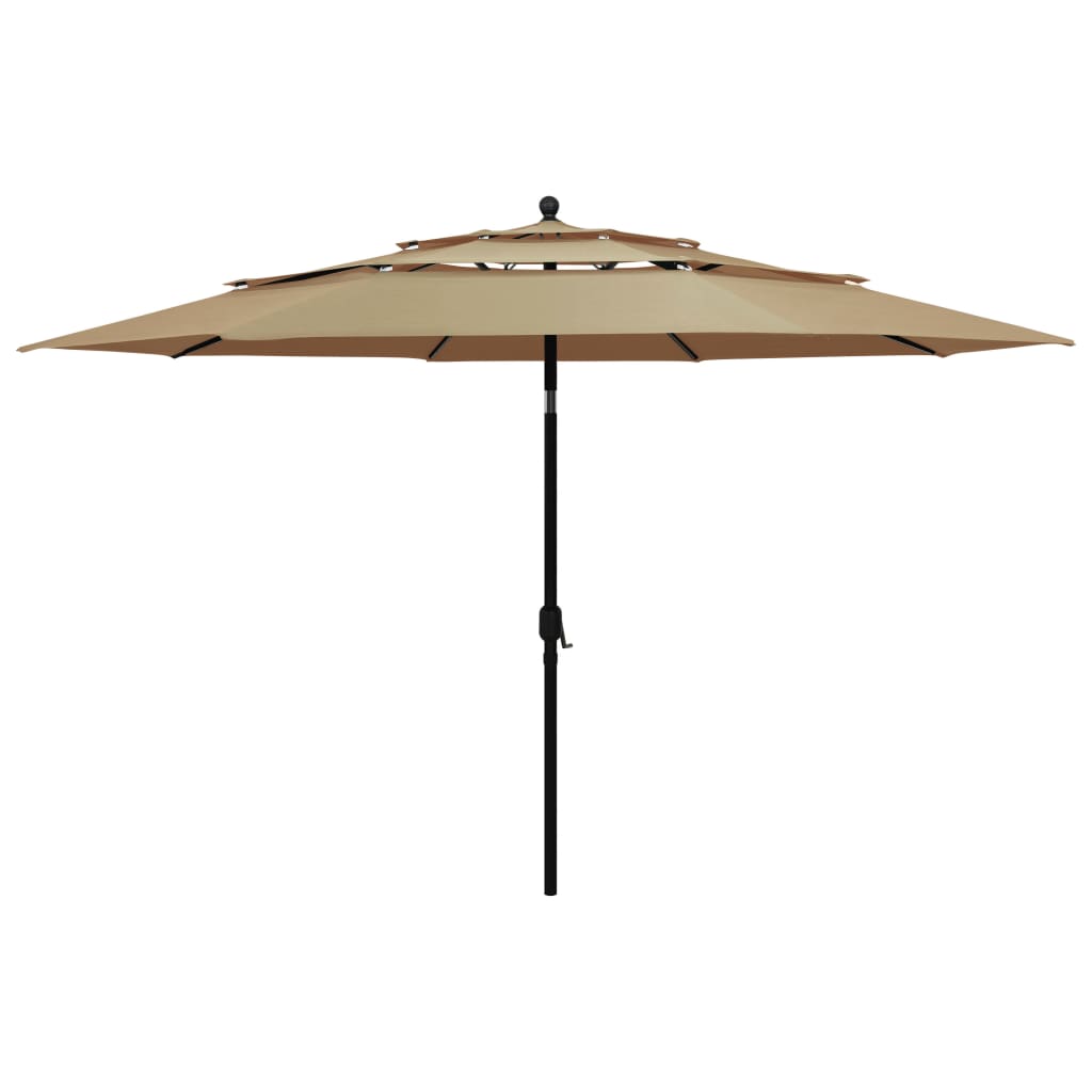 vidaXL 3-poziomowy parasol na aluminiowym słupku, taupe, 3,5 m