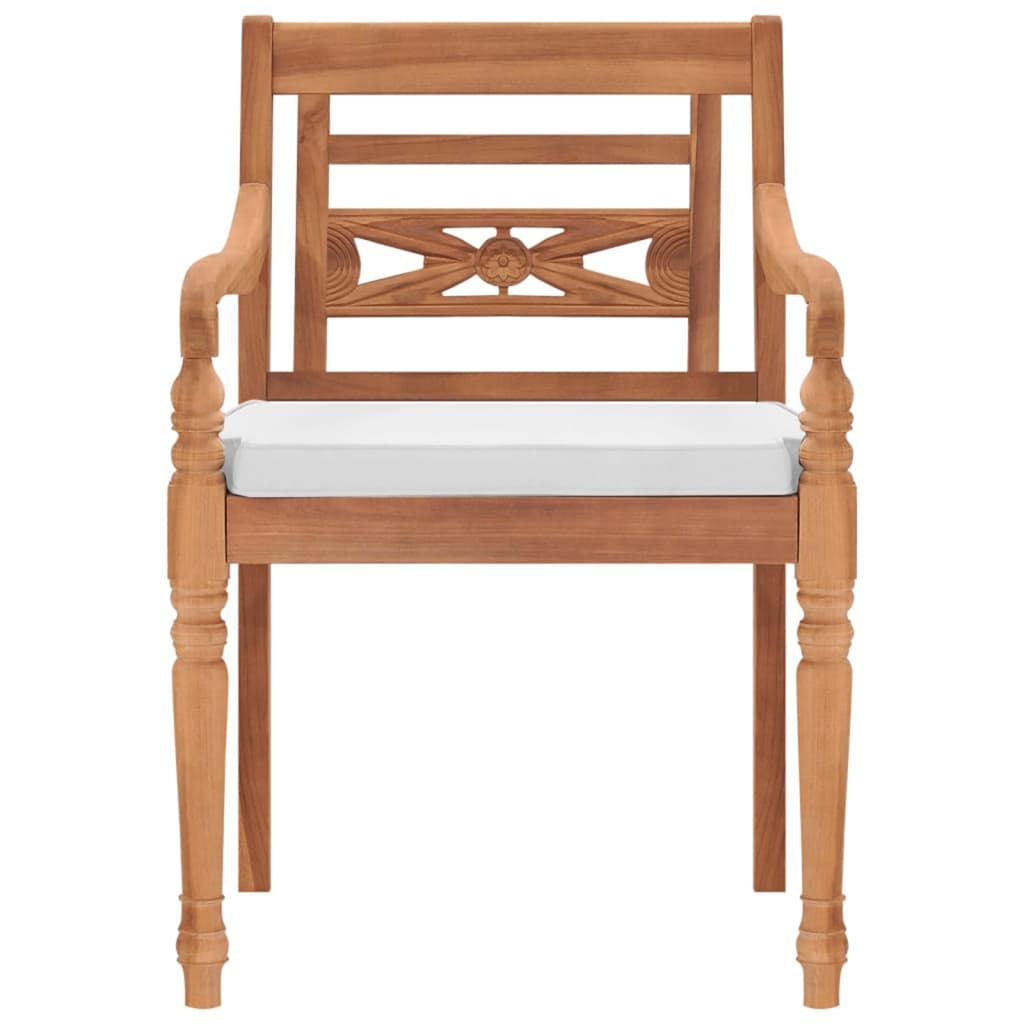vidaXL Krzesła Batavia z poduszkami, 2 szt., lite drewno tekowe