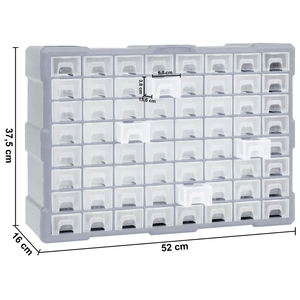 vidaXL Organizer z 64 szufladkami, 52x16x37,5 cm
