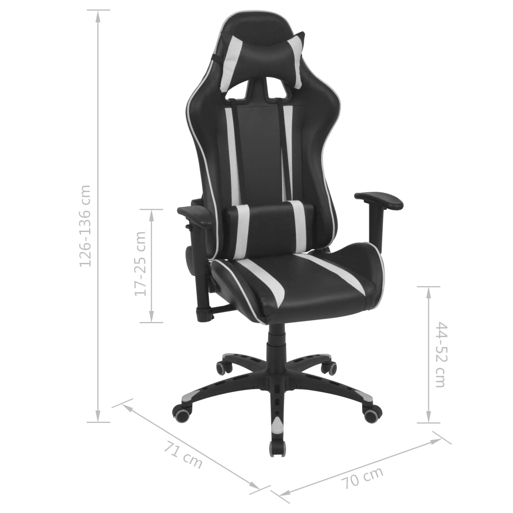 vidaXL Rozkładane krzesło biurowe, sportowe, sztuczna skóra, białe