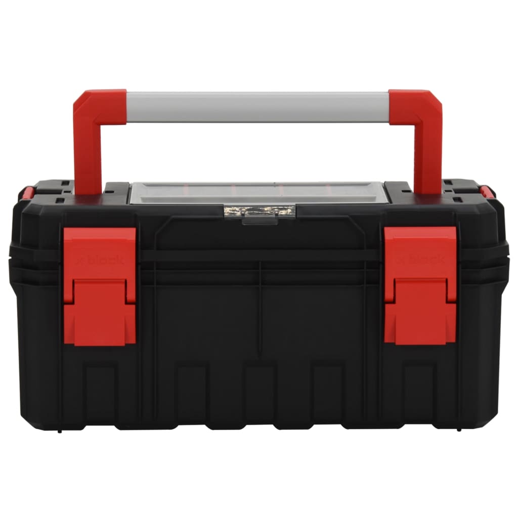 vidaXL Skrzynka na narzędzia, czarno-czerwona, 55x28x26,5 cm
