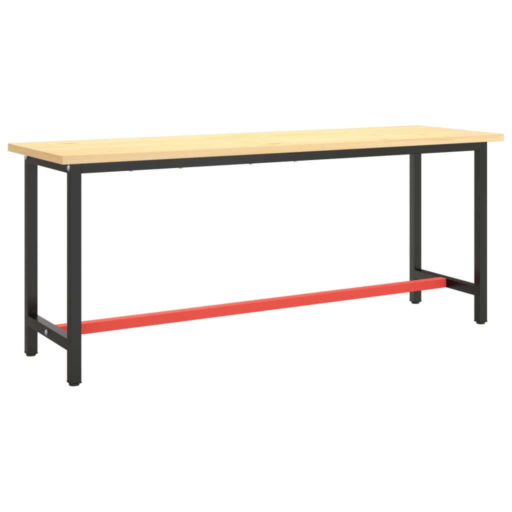 vidaXL Rama do stołu roboczego, czerwono-czarna, 190x50x79 cm, metal