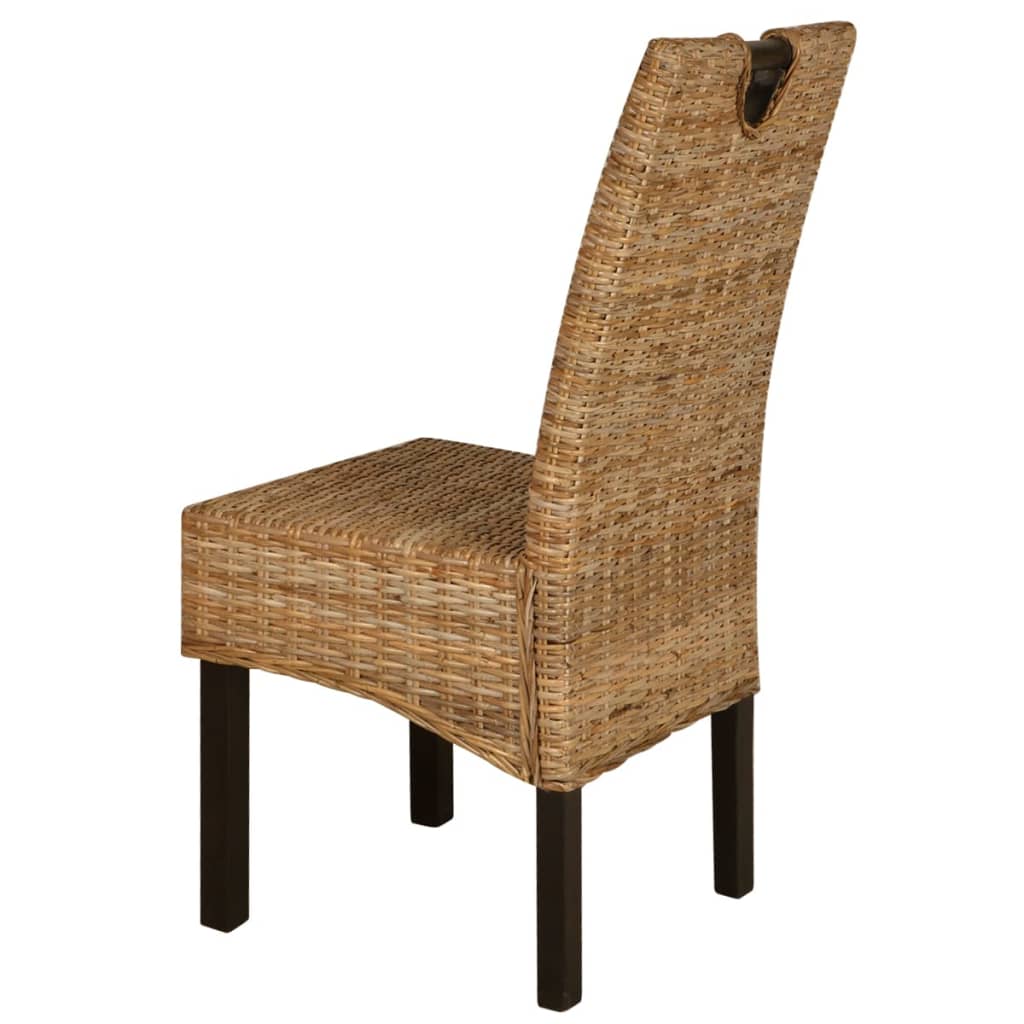 vidaXL Krzesła stołowe, 4 szt., rattan Kubu i drewno mango