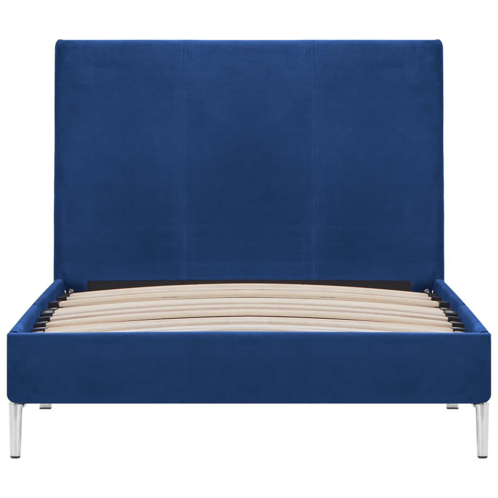 vidaXL Rama łóżka, niebieska, tapicerowana tkaniną, 90 x 200 cm