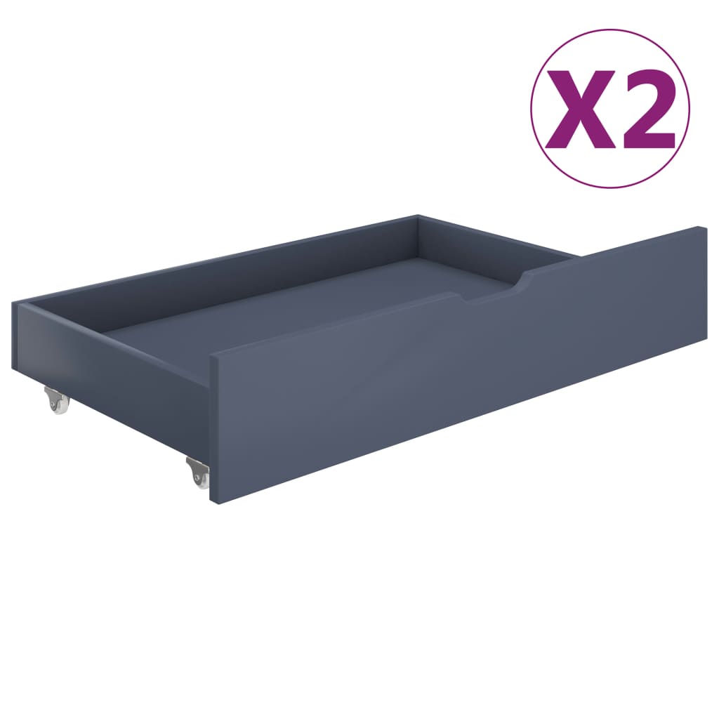 vidaXL Rama łóżka z 2 szufladami, szara, lita sosna, 160 x 200 cm