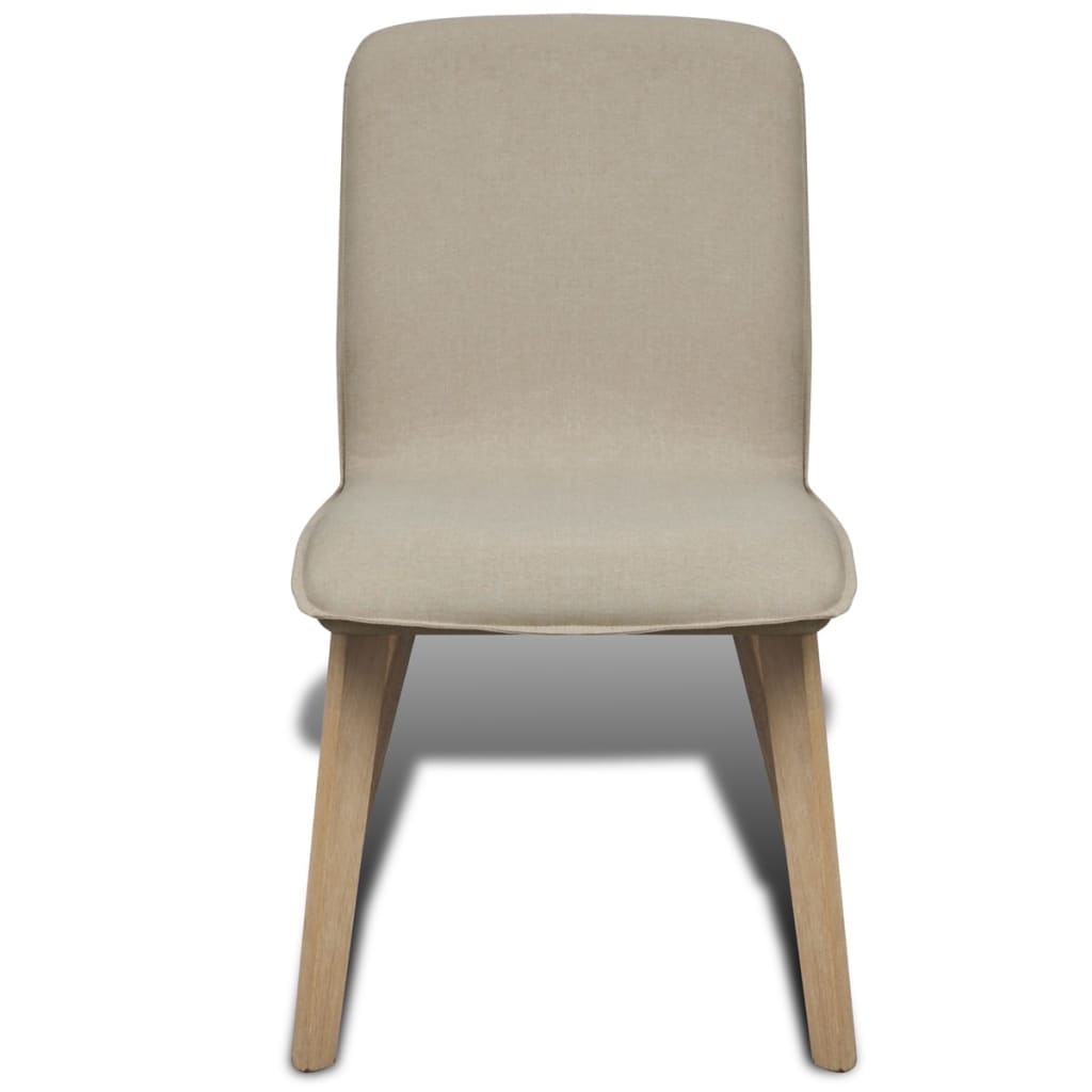 vidaXL Krzesła do jadalni, 2 szt., beżowe, tkanina i lity dąb