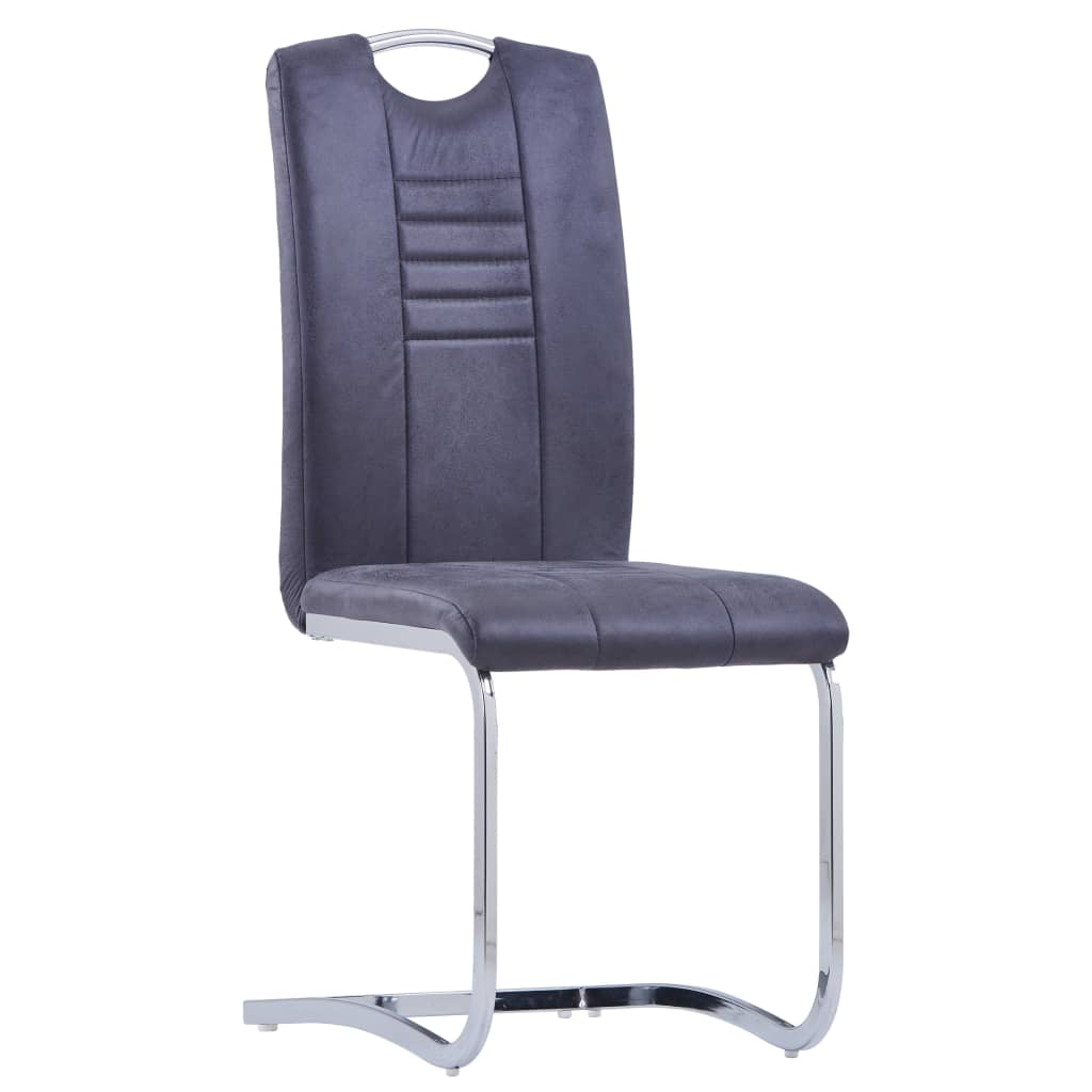 vidaXL Krzesła stołowe, wspornikowe, 6 szt., szare, sztuczny zamsz