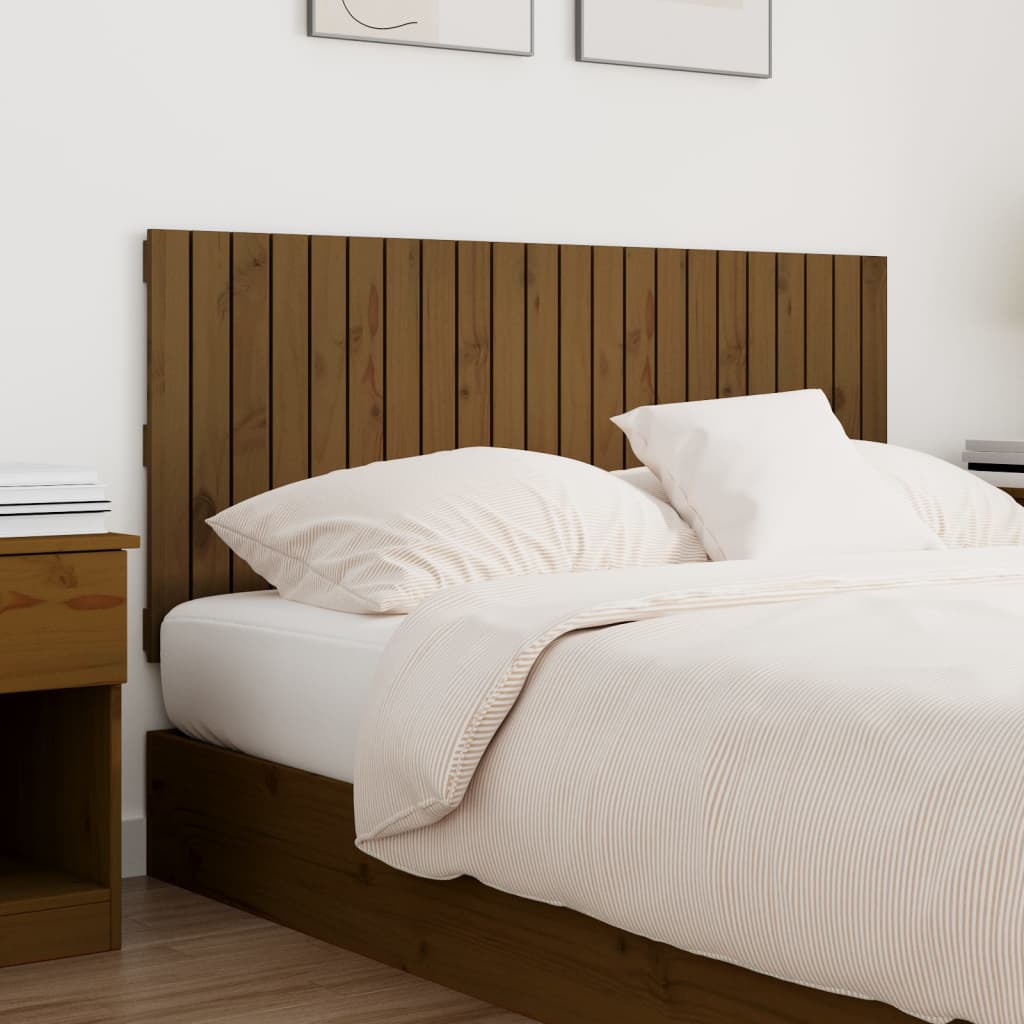vidaXL Wezgłowie łóżka, miodowy brąz, 140x3x60 cm, lite drewno sosnowe