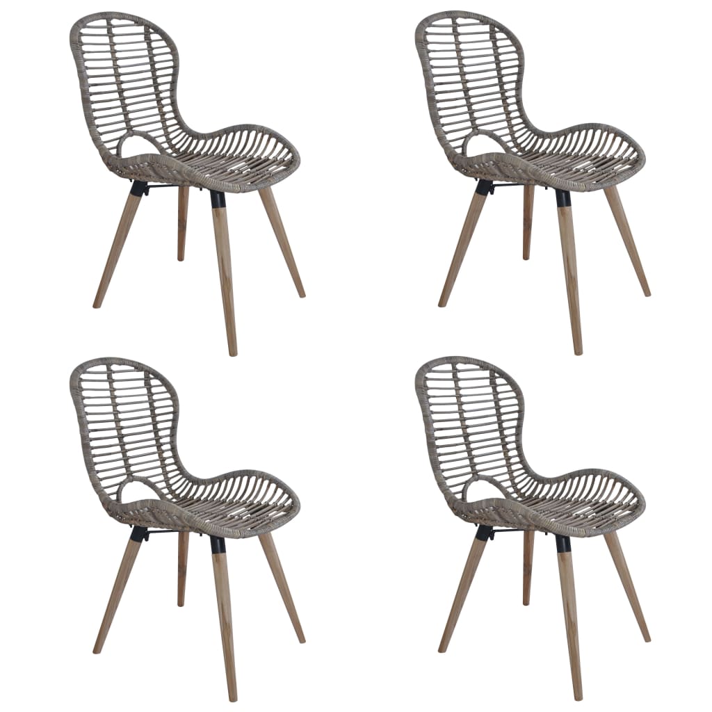vidaXL Krzesła stołowe, 4 szt., brązowe, naturalny rattan