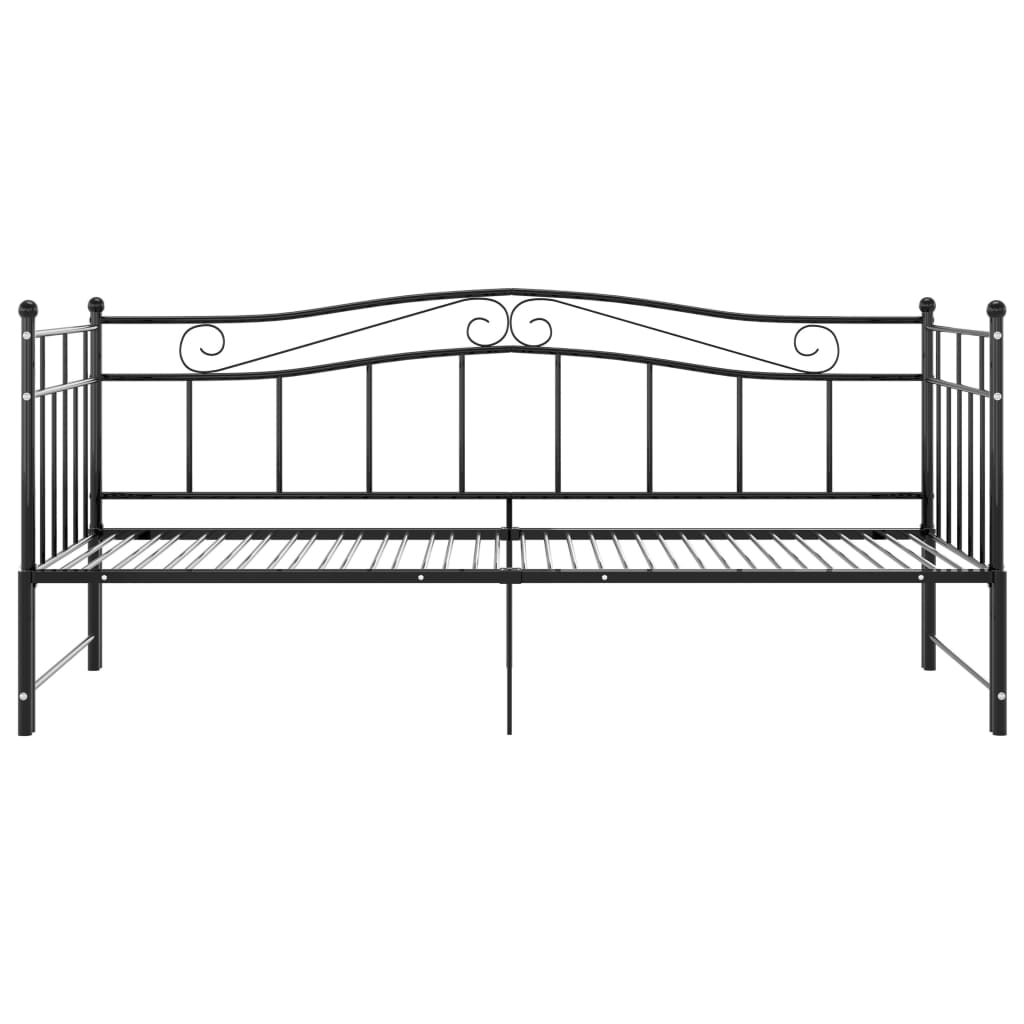 vidaXL Sofa z wysuwaną ramą łóżka, czarna, metalowa, 90x200 cm