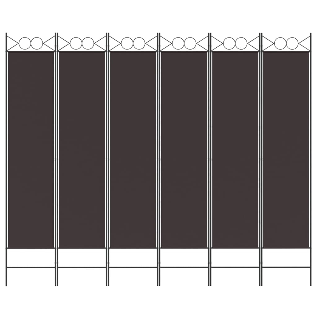 vidaXL Parawan 6-panelowy, brązowy, 240x200 cm, tkanina