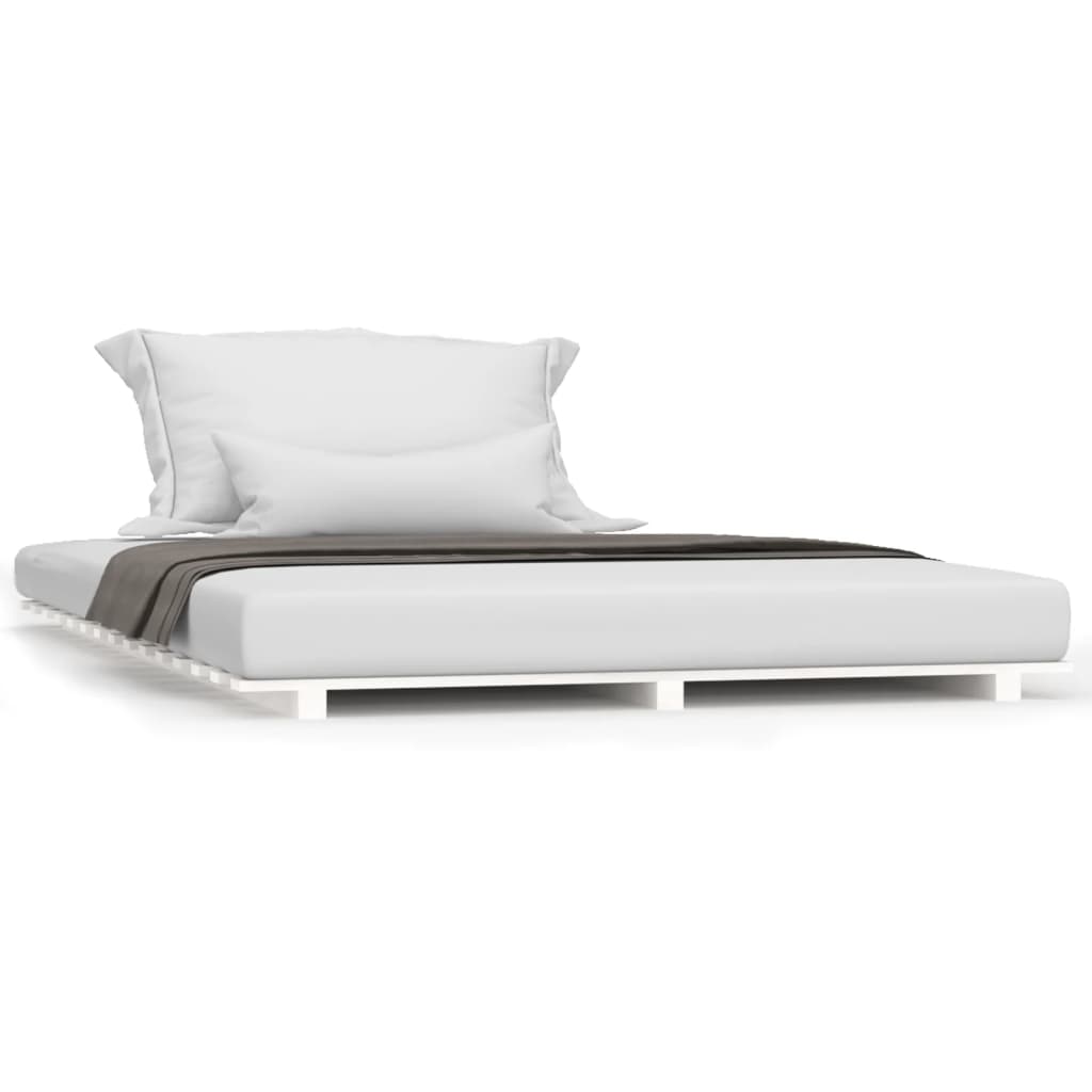vidaXL Rama łóżka, biała, 135x190 cm, lite drewno sosnowe